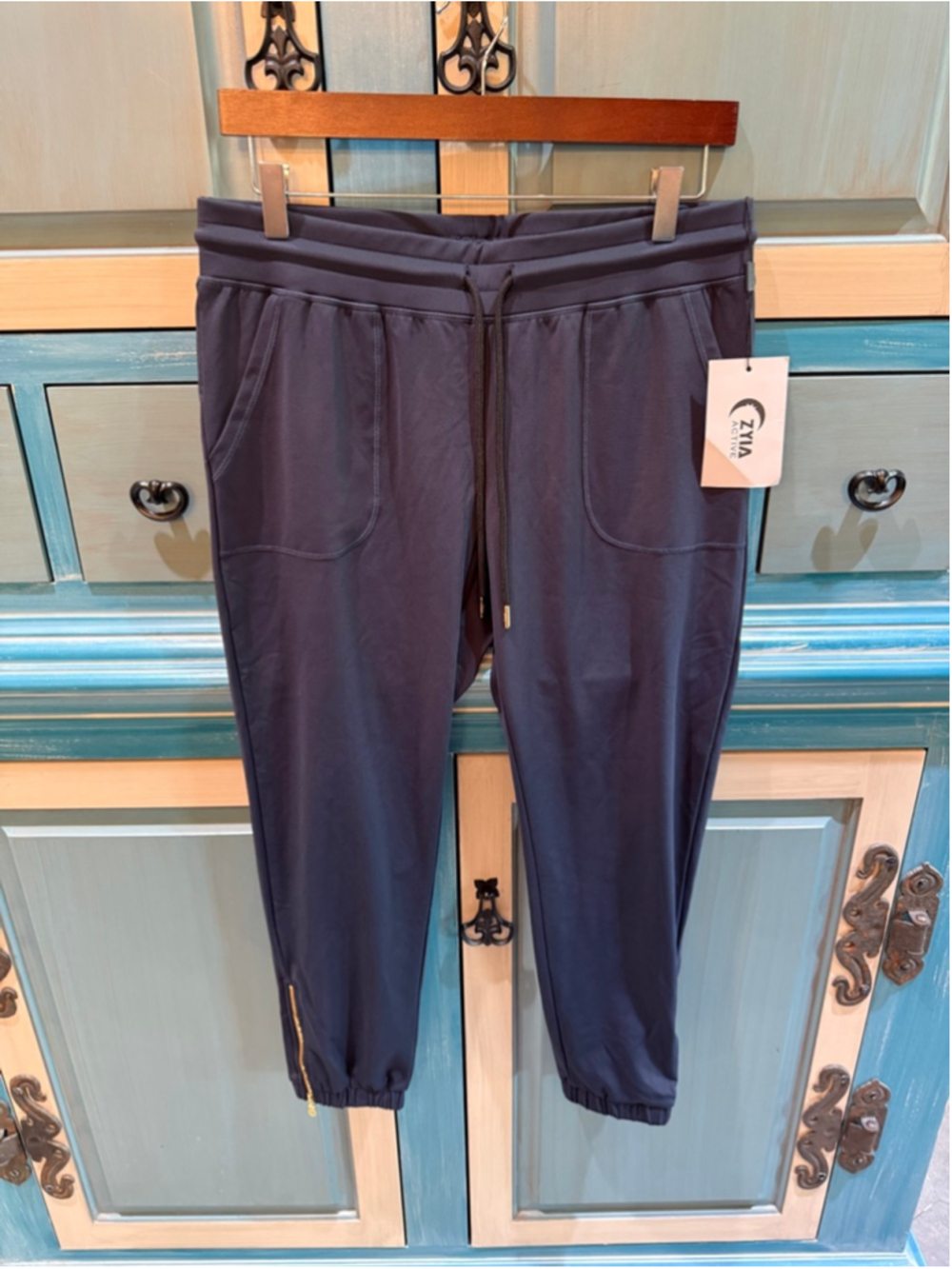 Women's Zyia Active Navy Peak Zipper Jogger Pants M